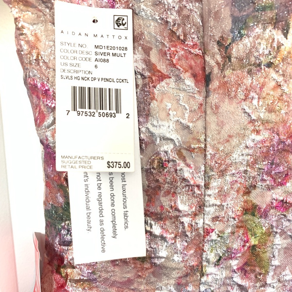 Aidan Mattox Floral Pencil Cocktail Dress - Picture 4 of 8